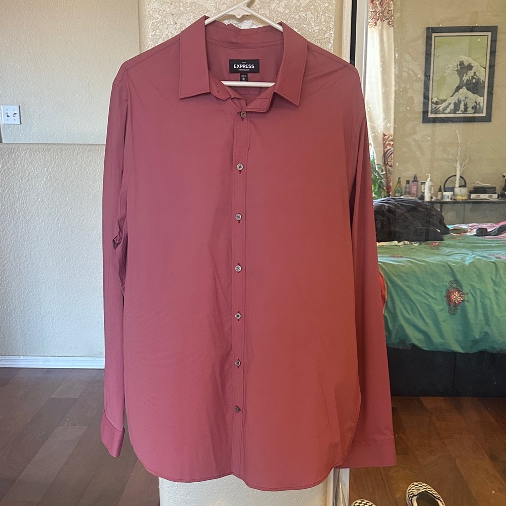 Express Men's Burgundy Dress Shirt